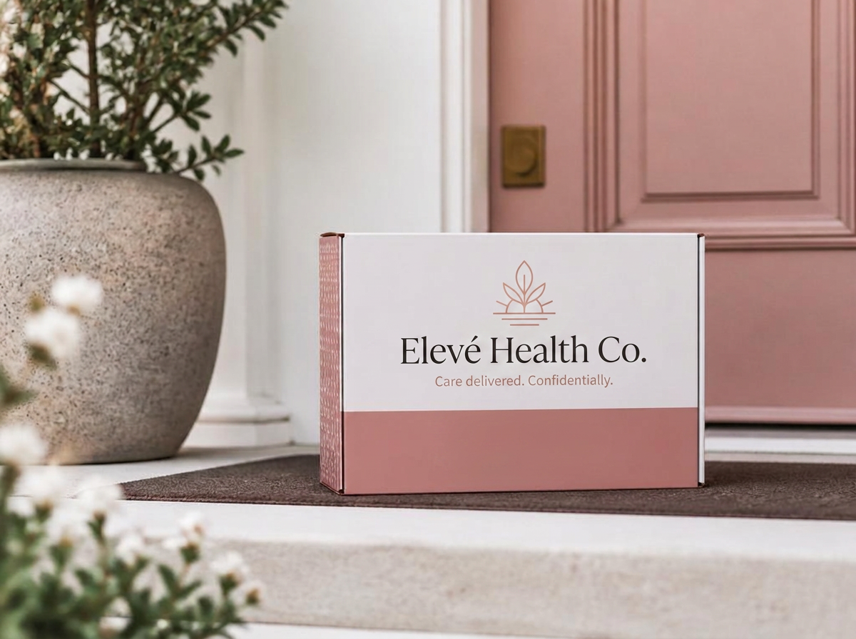 Elevé Health Co. medication package delivered discreetly to a doorstep